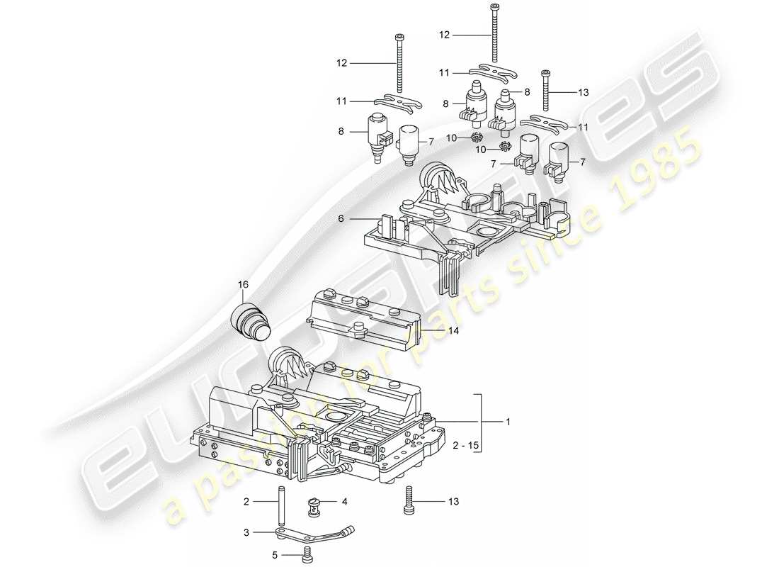 porsche 2003 (996 turbo / gt2) tiptronic - unidad de interrupción - solenoide válvula - regulador de presión esquema de piezas