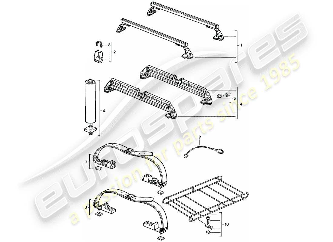 porsche 1981 (924) sistema de transporte de techo - hasta - 35 kg - d >> - mj 1981 diagrama de piezas