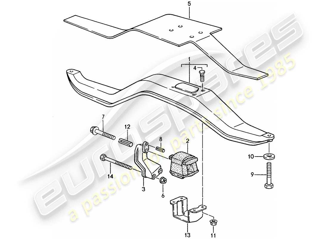 porsche 1993 (968) caja de cambios manual - suspensión de la transmisión diagrama de piezas