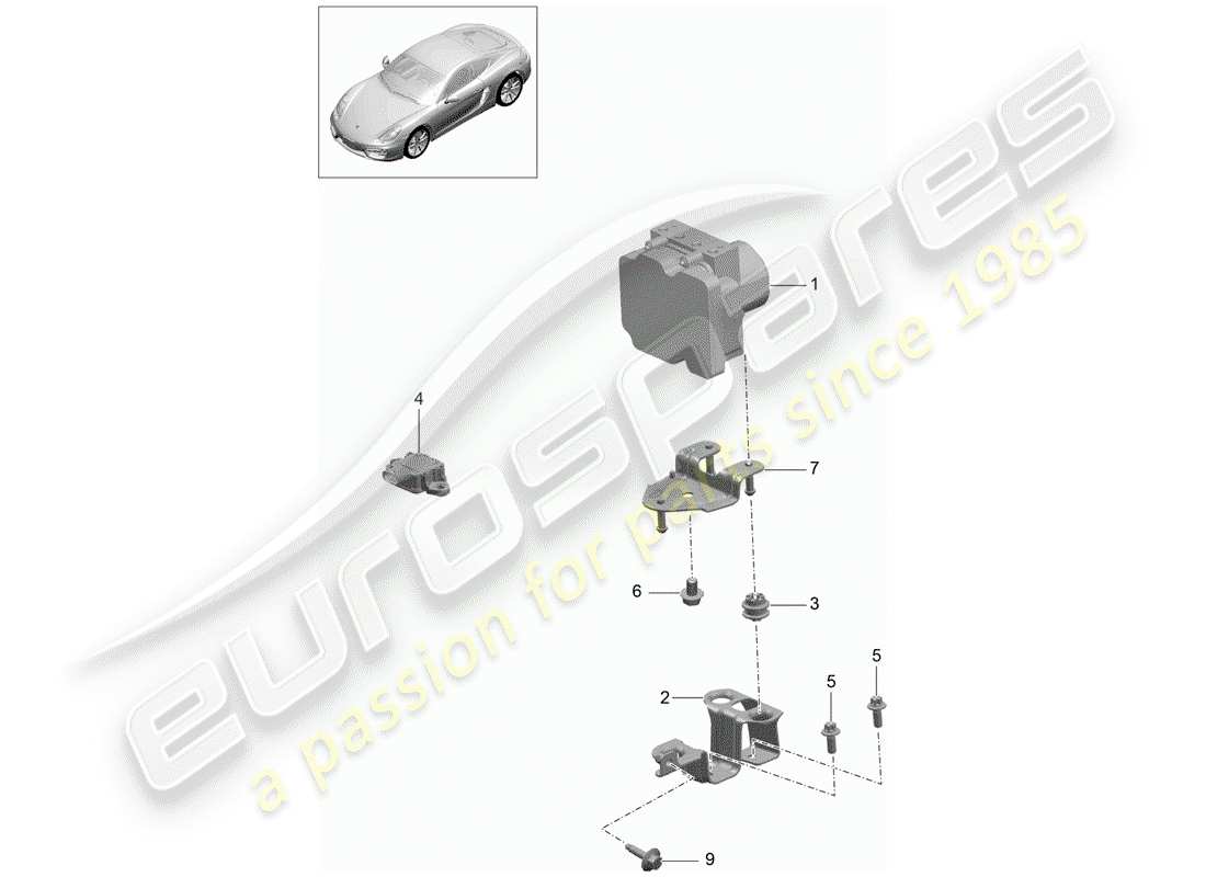porsche 2016 (981 cayman) unidad hidraulica diagrama de piezas