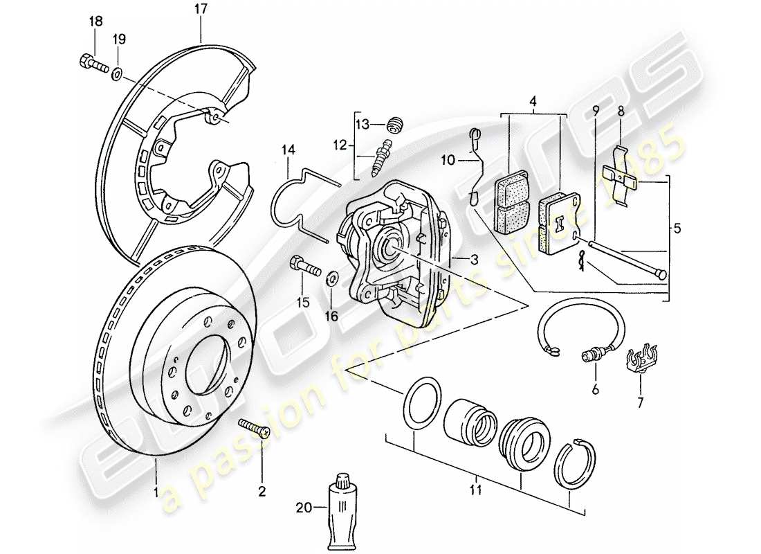 porsche 1991 (944) frenos de disco - eje trasero - d >> - mj 1989 diagrama de piezas