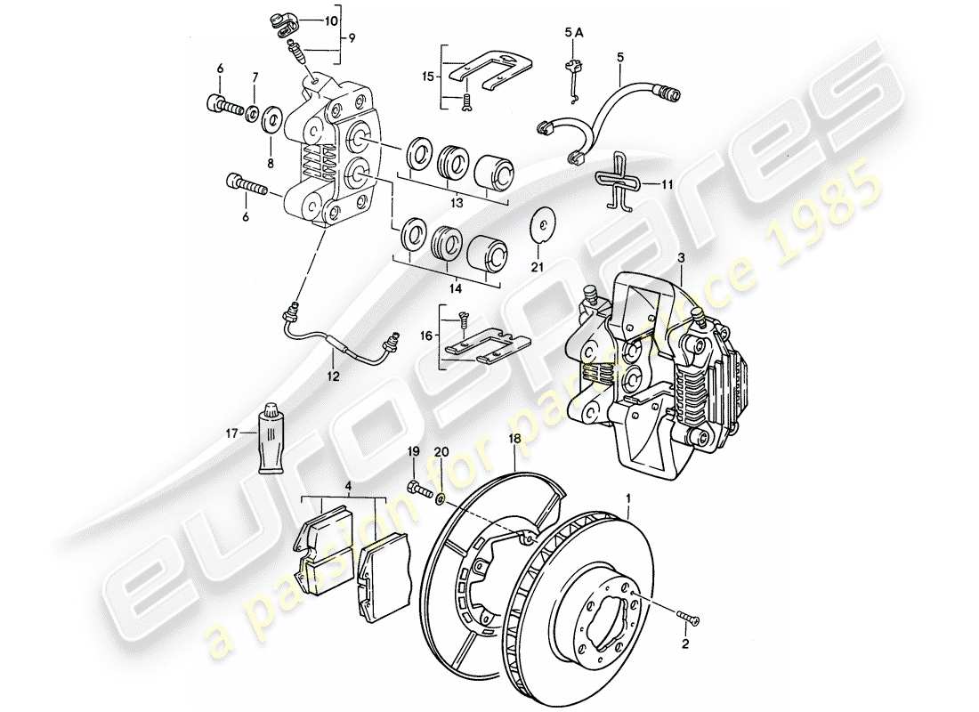 porsche 1992 (968) frenos de disco - eje trasero diagrama de piezas