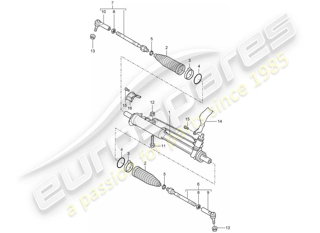 porsche 2008 (cayenne e1 9pa) dirección asistida diagrama de piezas