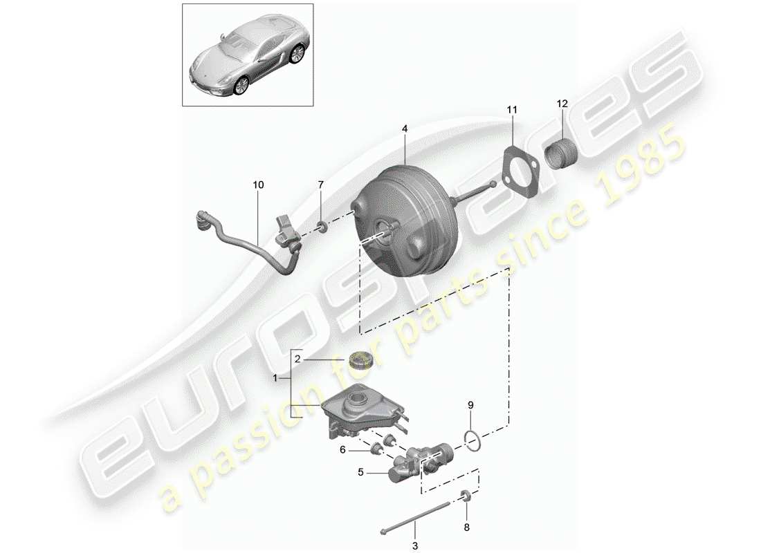 porsche 2016 (981 cayman) cilindro maestro del freno diagrama de piezas