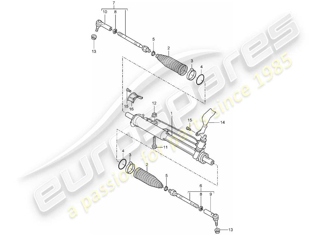 porsche 2006 (cayenne e1 9pa) diagrama de piezas de la dirección asistida