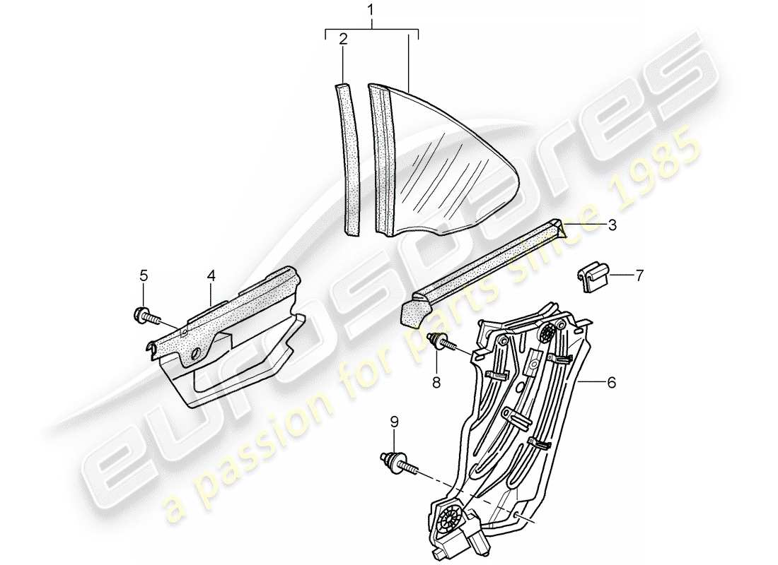 porsche 2010 (997-2) ventana lateral diagrama de piezas