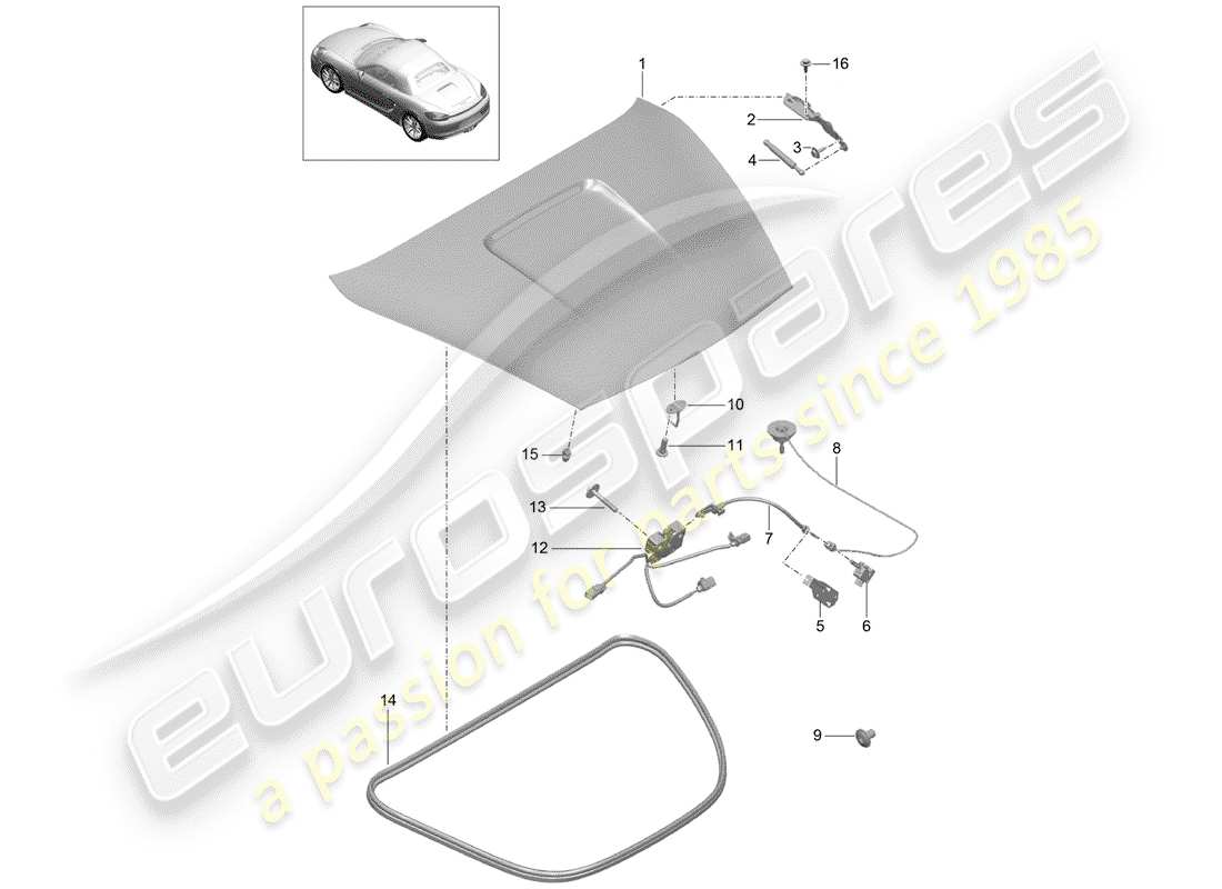porsche 2016 (981 boxster) cubrir diagrama de piezas