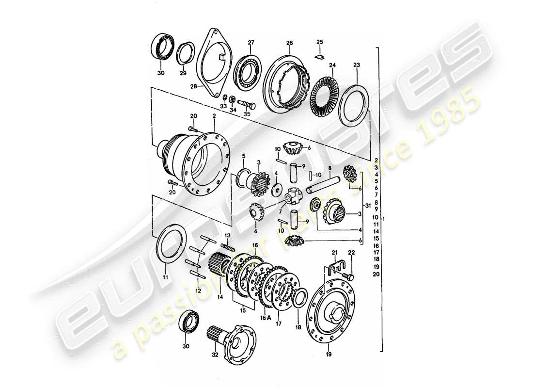 porsche 928 (1995) manual gearbox - porsche - limited slip differential diagrama de piezas