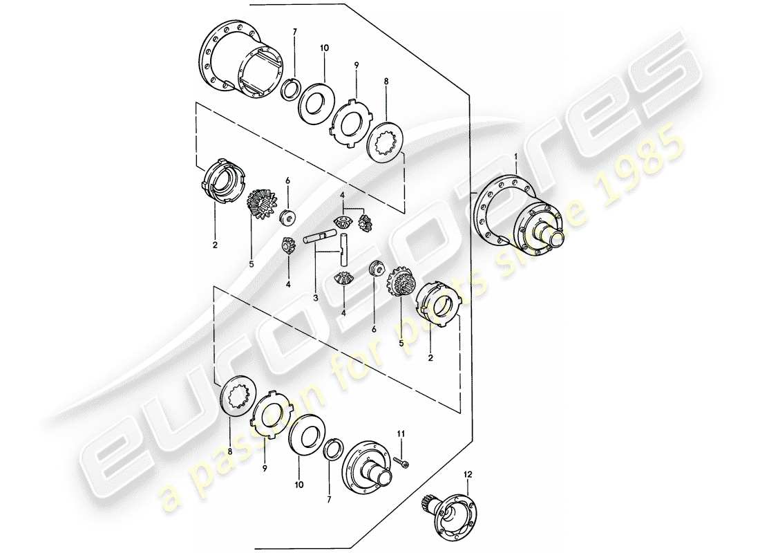 porsche 1982 (944) diferencial de deslizamiento limitado - para - caja de cambios manual diagrama de piezas