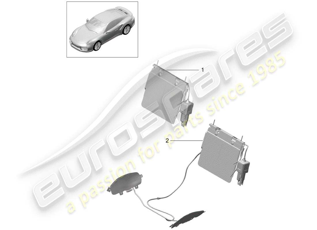porsche 991 turbo (2019) diagrama de piezas de soporte lumbar