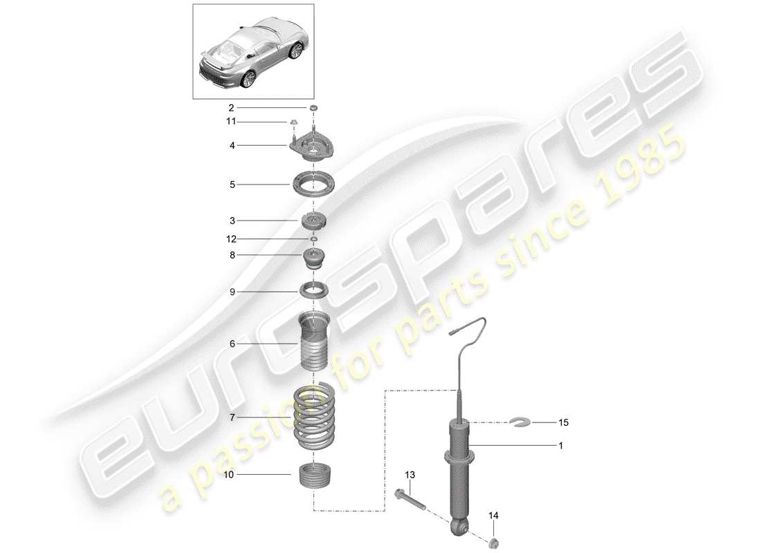 porsche 991r/gt3/rs (2014) amortiguador diagrama de piezas