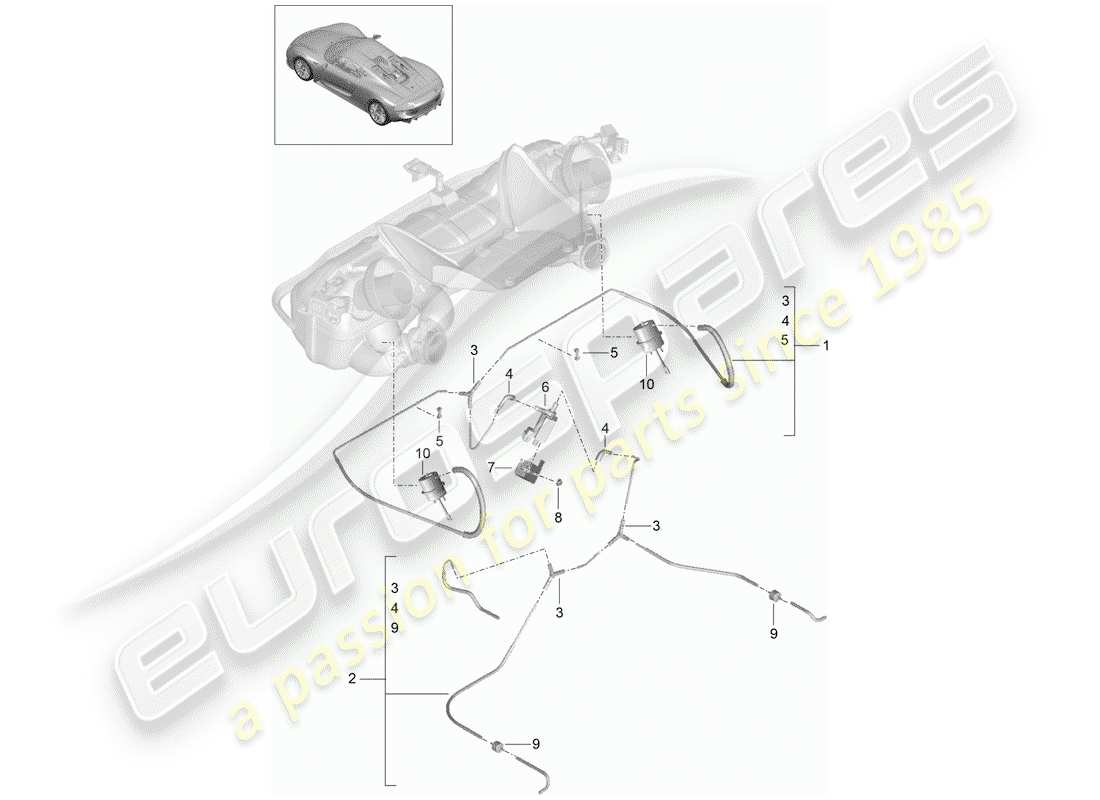 porsche 2015 (918 spyder) diagrama de piezas del sistema de escape