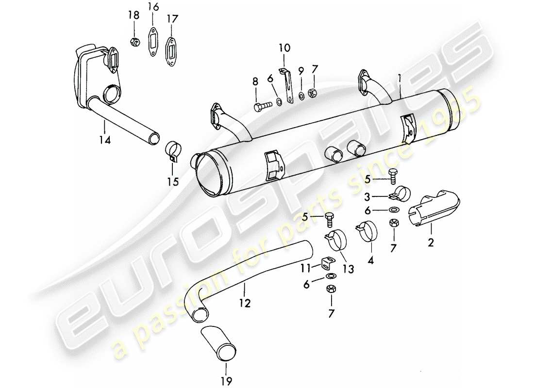 porsche 1966 (911/912) sistema de escape - no para: - (d) + (s) diagrama de piezas