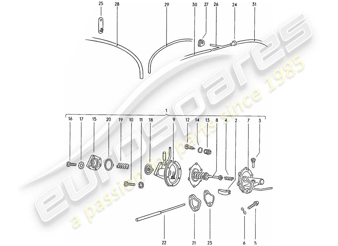 porsche 1976 (914) diagrama de piezas de la bomba de combustible