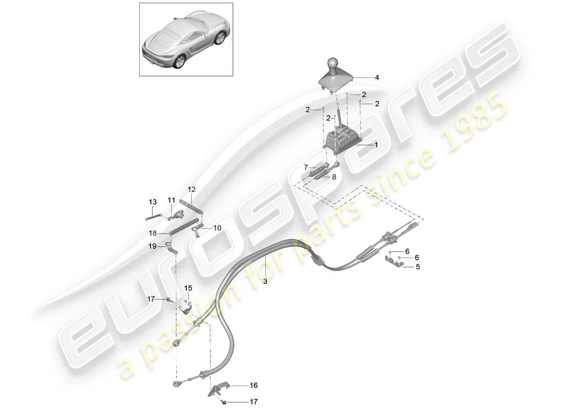 porsche 2017 (718 cayman) diagrama de piezas del mecanismo de cambio