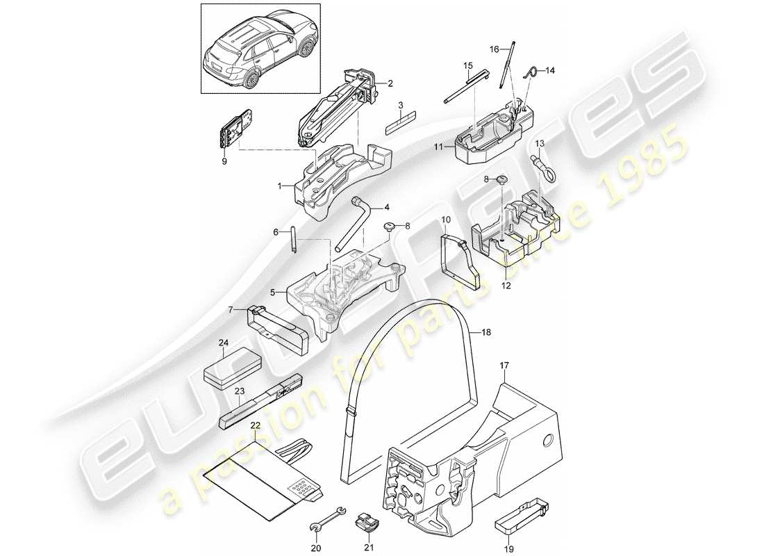 porsche 2011 (cayenne e2 92a) herramienta diagrama de piezas