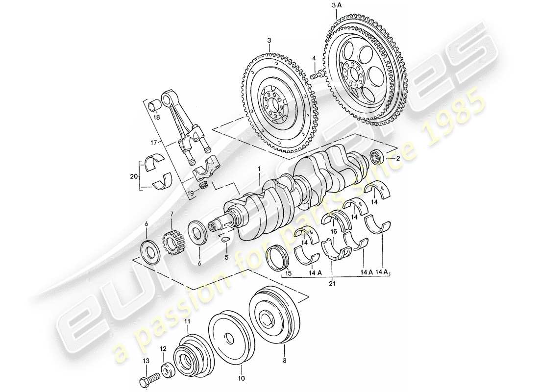porsche 1990 (928) ciguenal - biela diagrama de piezas
