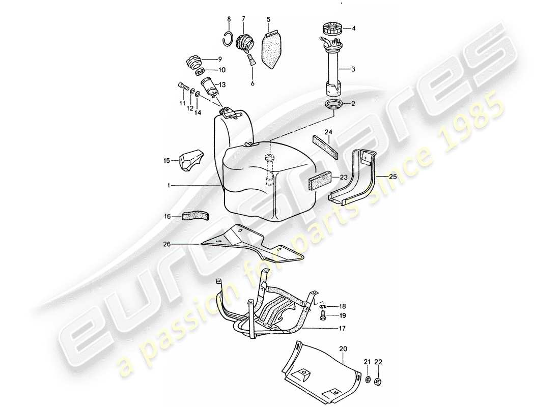 porsche 1990 (928) depósito de combustible diagrama de piezas