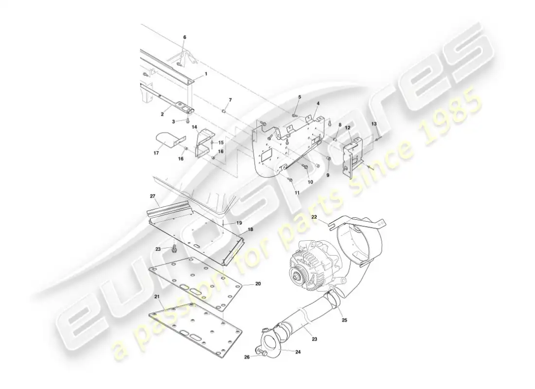 aston martin vanquish (2004) deflectores y escudos térmicos diagrama de piezas