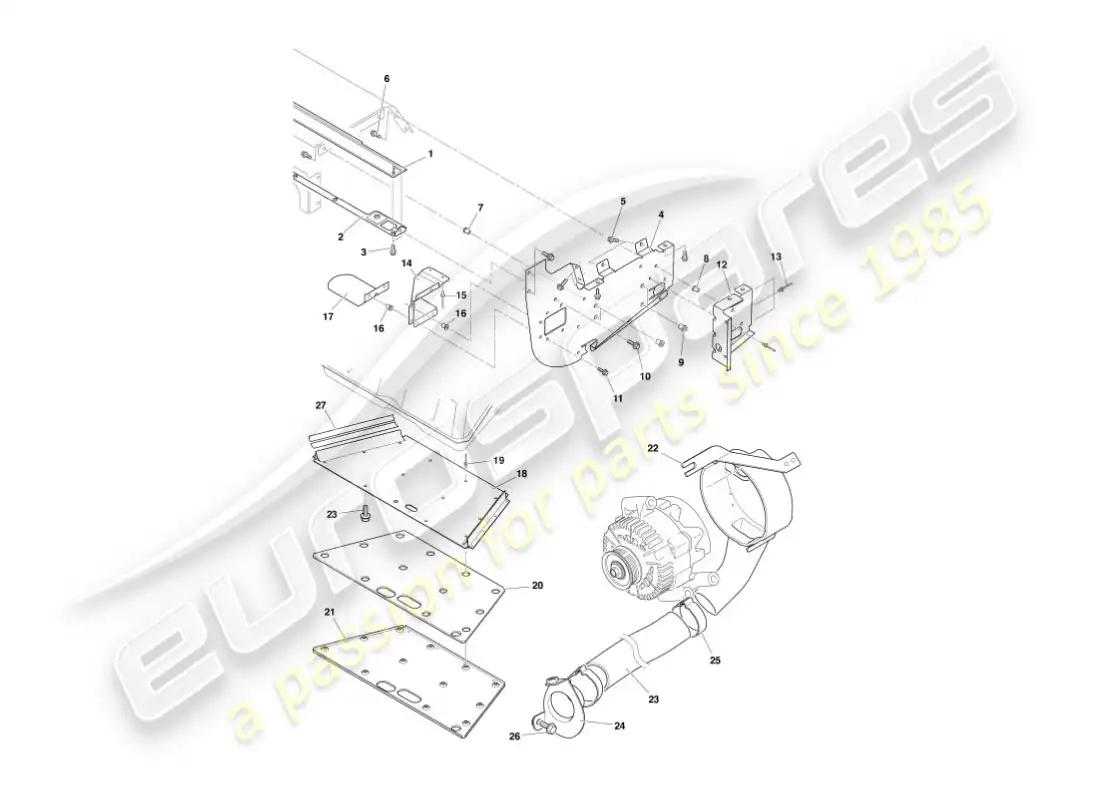aston martin vanquish (2003) deflectores y escudos térmicos diagrama de piezas