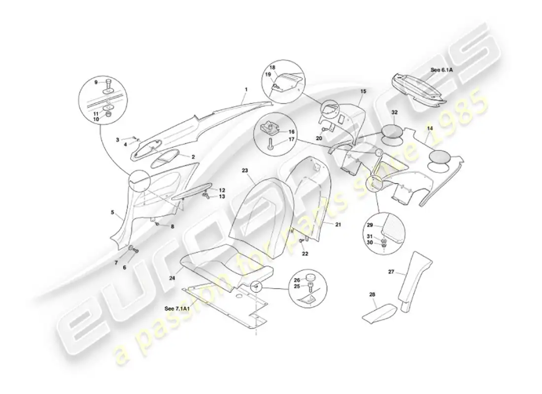 aston martin vanquish (2002) moldura trasera, 2 + 2 diagrama de piezas