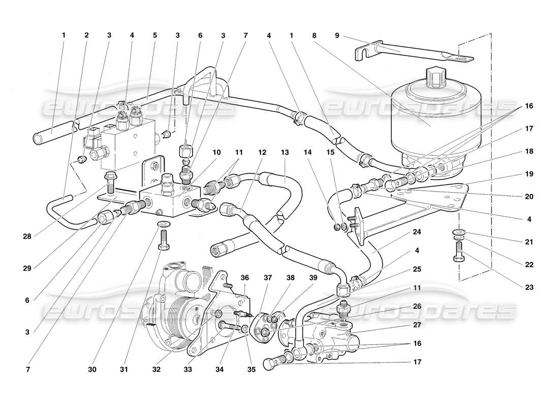 lamborghini diablo sv (1998) dirección (paquete confort) diagrama de piezas