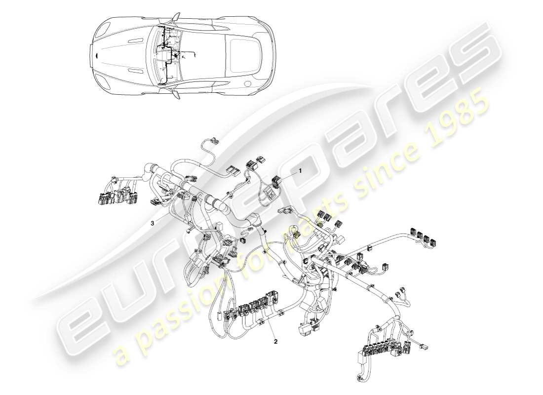 aston martin v8 vantage (2005) diagrama de piezas del arnés ip
