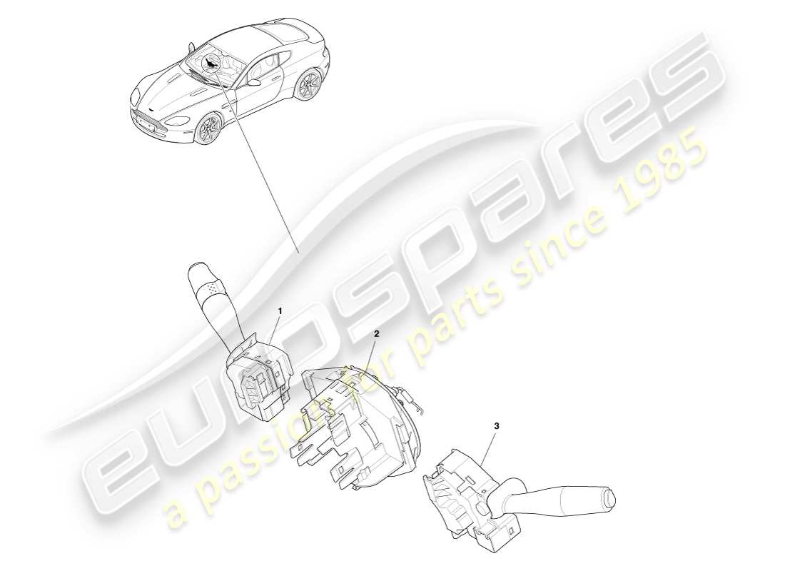 aston martin v8 vantage (2005) diagrama de piezas del interruptor de la columna de dirección