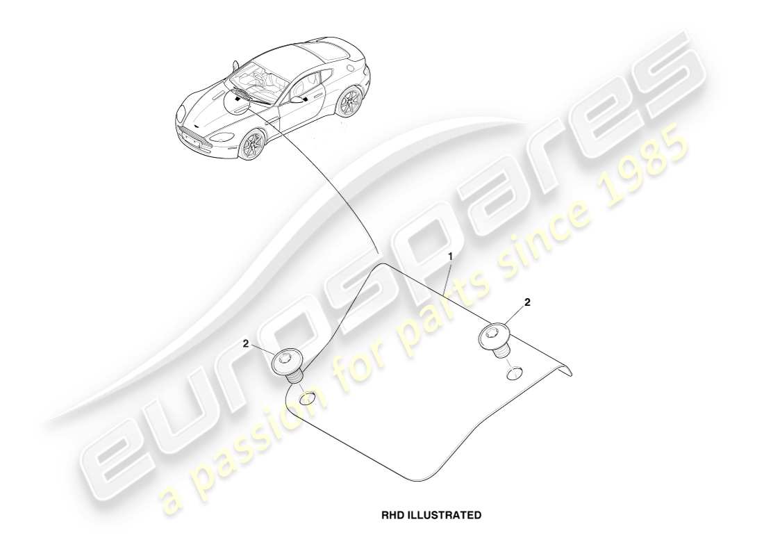 aston martin v8 vantage (2007) diagrama de piezas de la cubierta del pleno