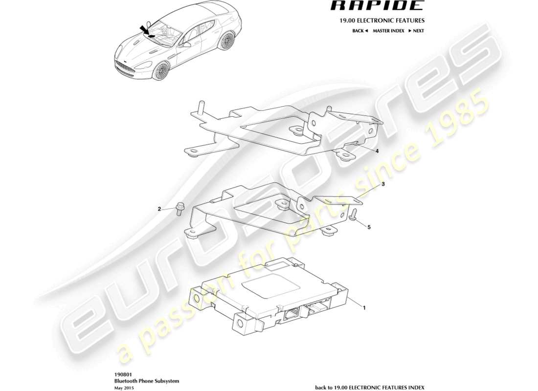 aston martin rapide (2012) módulo bluetooth diagrama de piezas