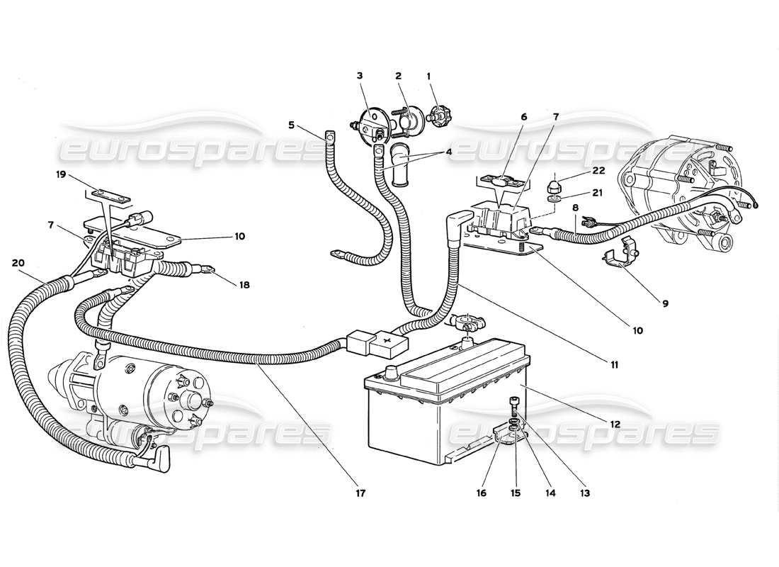 lamborghini diablo gt (1999) sistema eléctrico diagrama de piezas