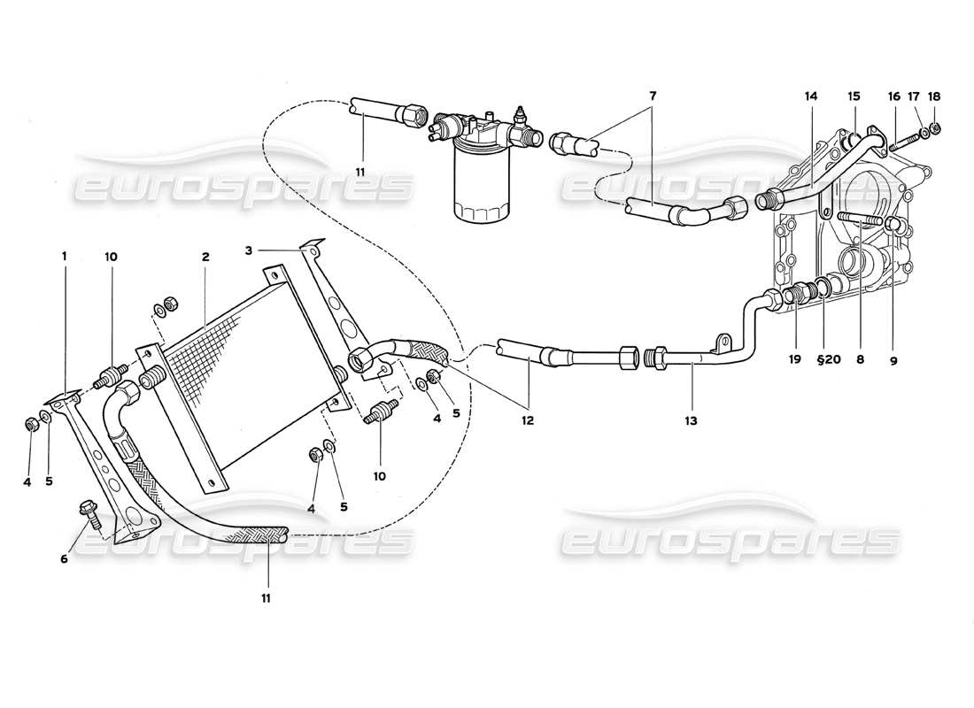 lamborghini diablo gt (1999) sistema de aceite del motor diagrama de piezas