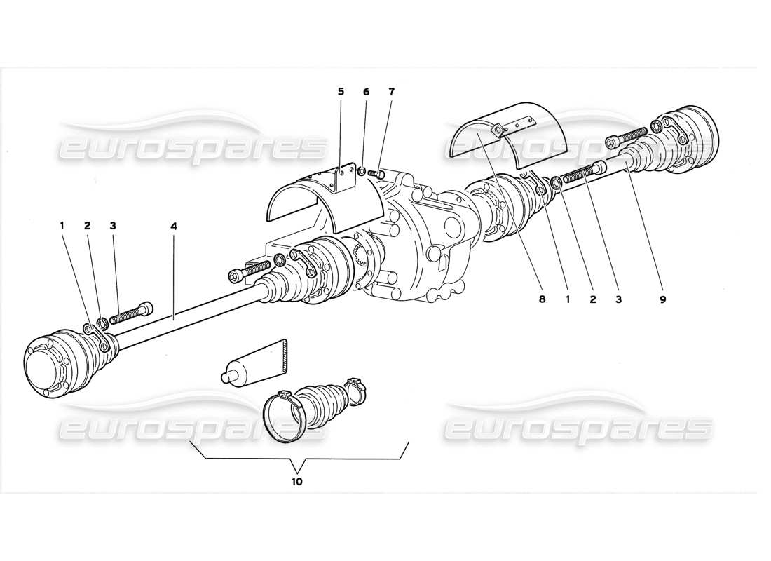 lamborghini diablo gt (1999) eje de accionamiento diagrama de piezas