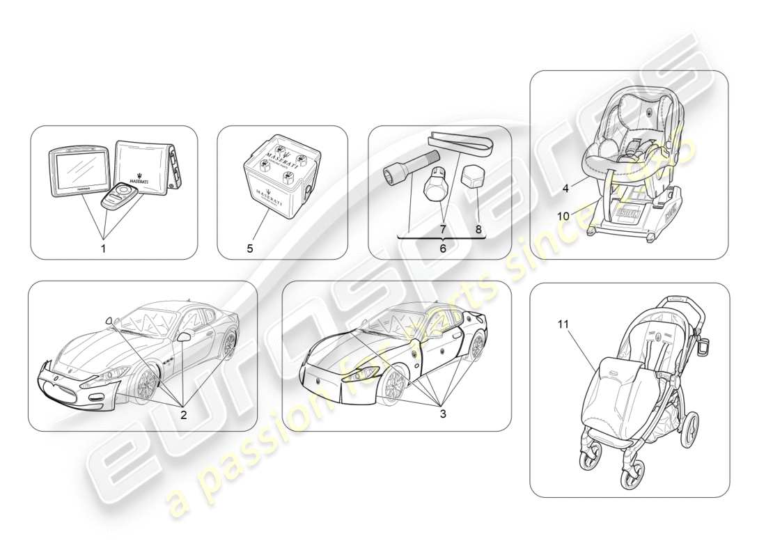 maserati granturismo s (2015) diagrama de piezas de accesorios posventa