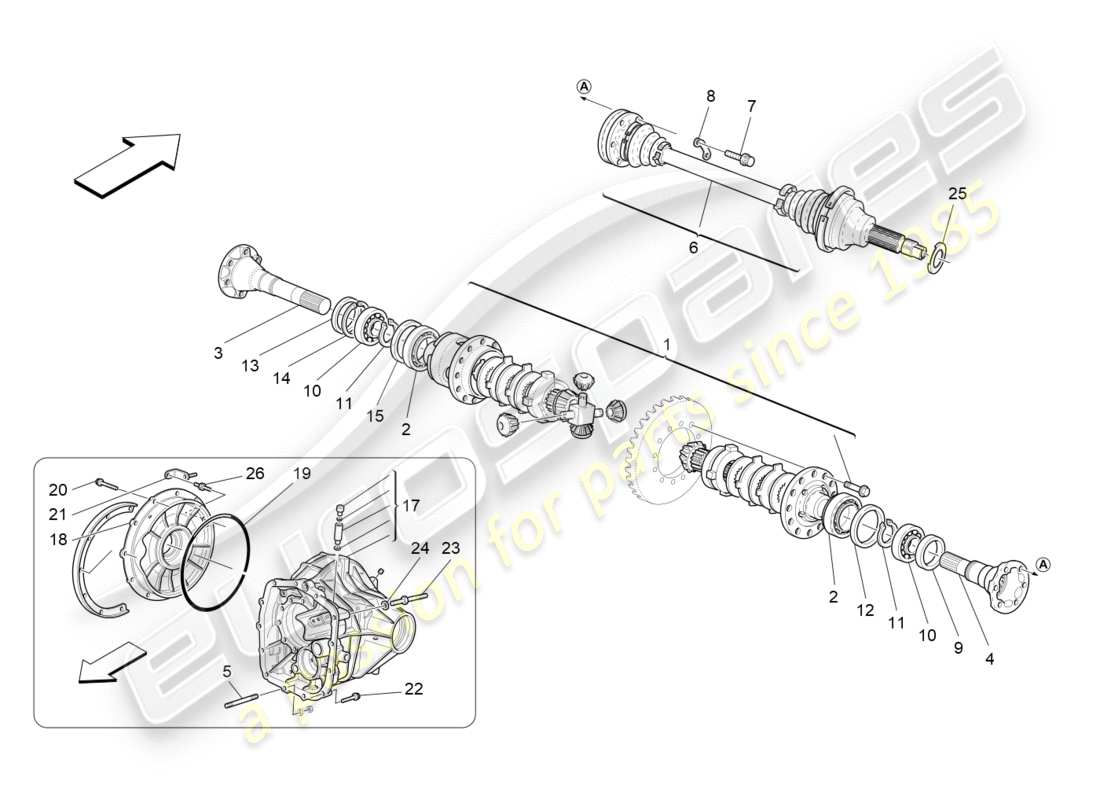 maserati qtp 3.0 tds v6 275hp (2015) diagrama de piezas del diferencial y del eje trasero