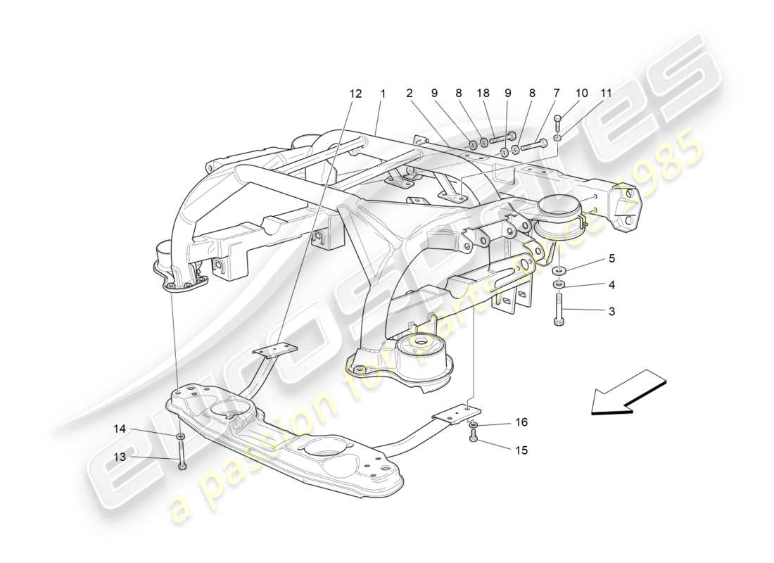 maserati granturismo s (2016) diagrama de piezas del chasis trasero