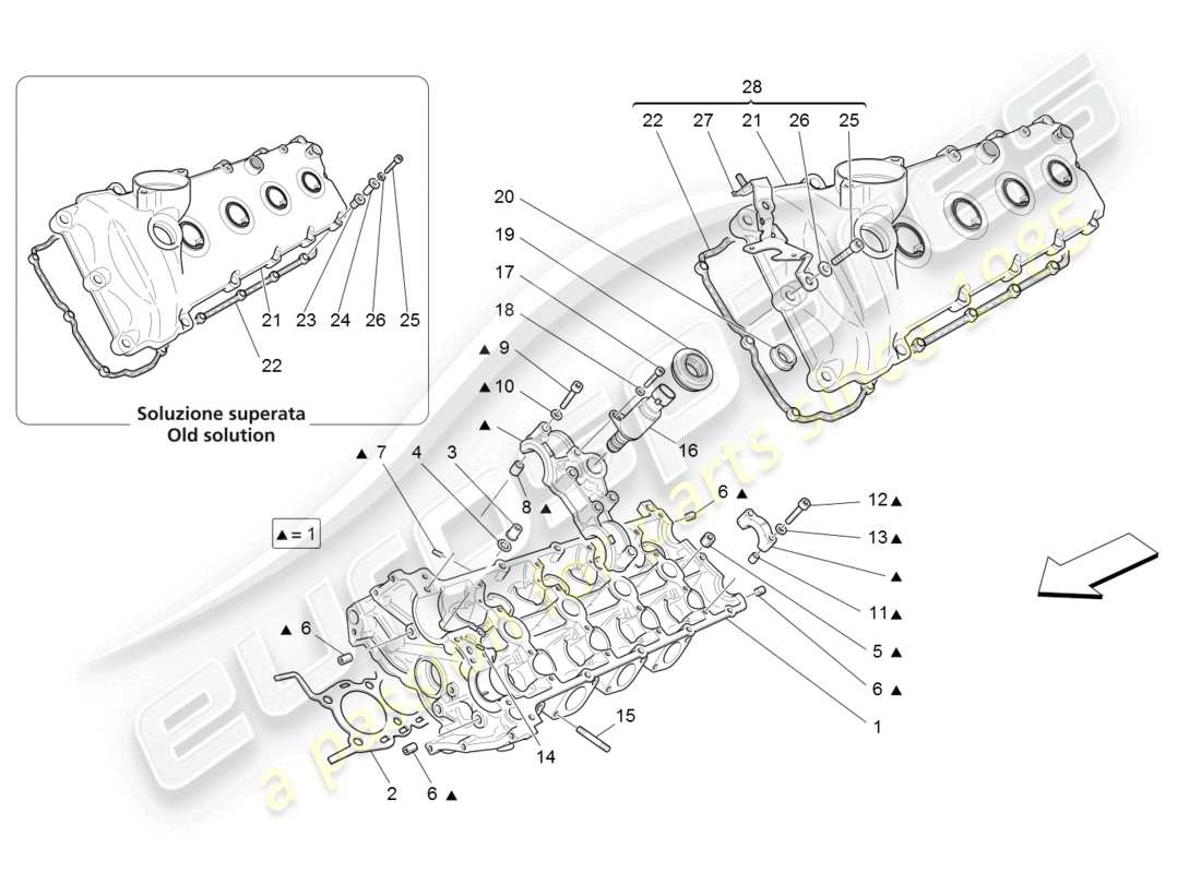 maserati granturismo (2008) culata izquierda diagrama de piezas