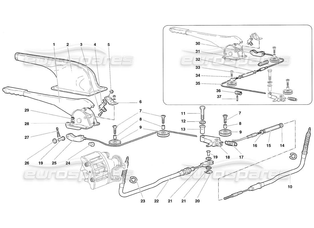 lamborghini diablo sv (1998) freno de mano diagrama de piezas