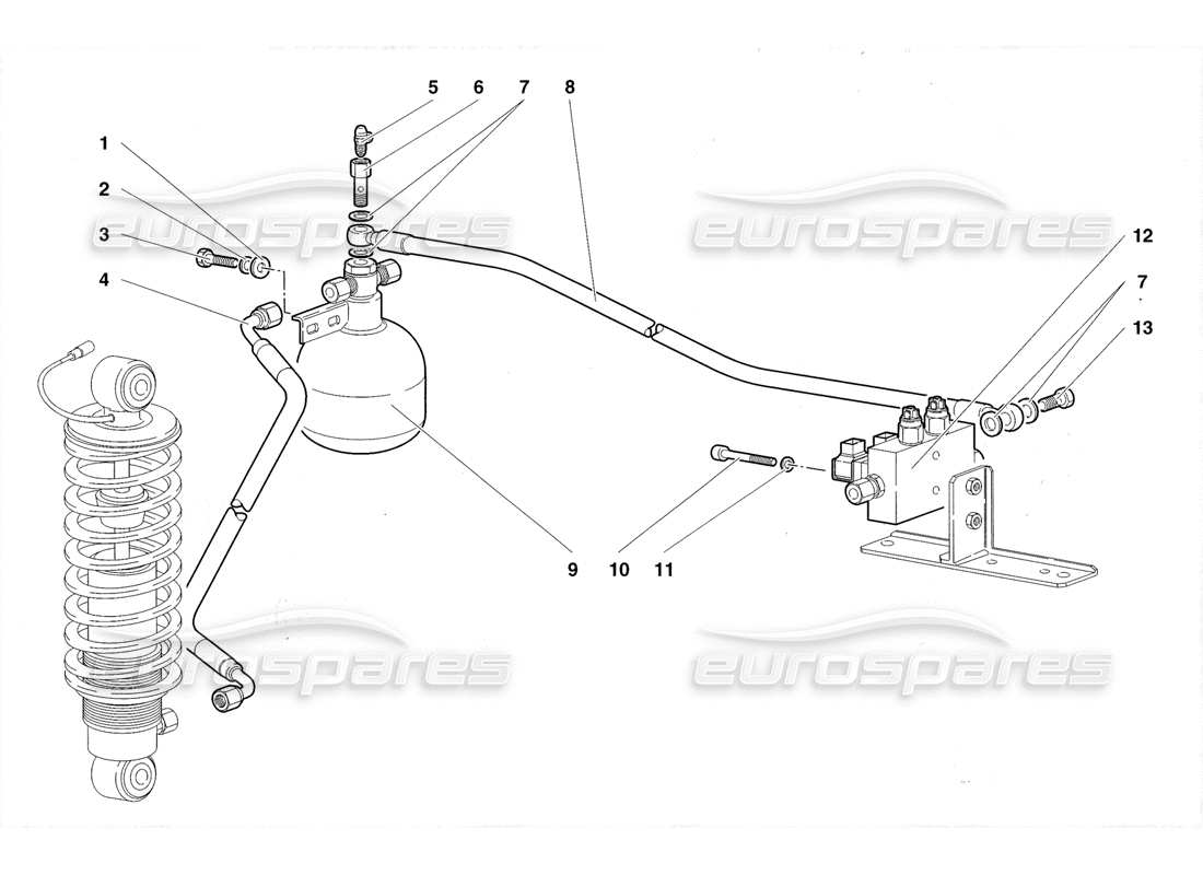 lamborghini diablo roadster (1998) diagrama de piezas del sistema de elevación