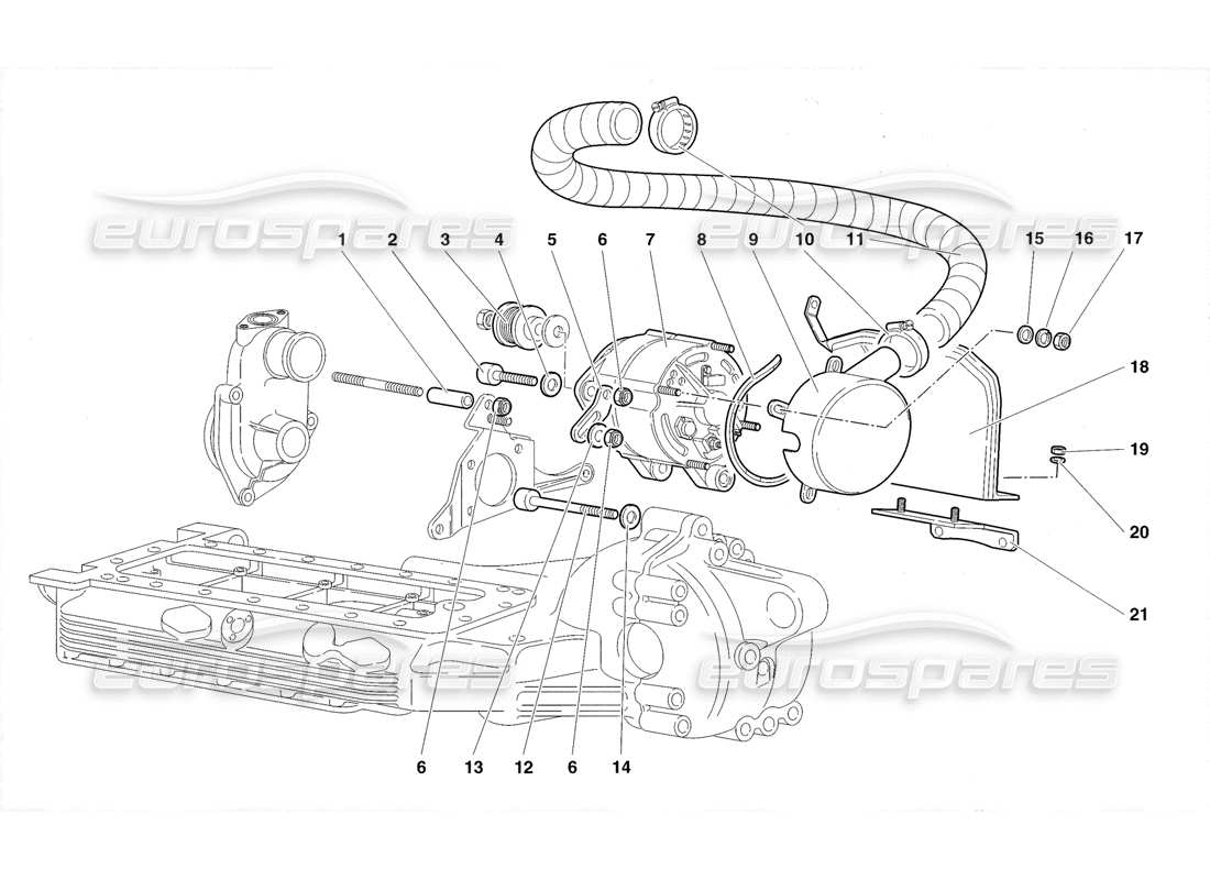 lamborghini diablo roadster (1998) diagrama de piezas del alternador