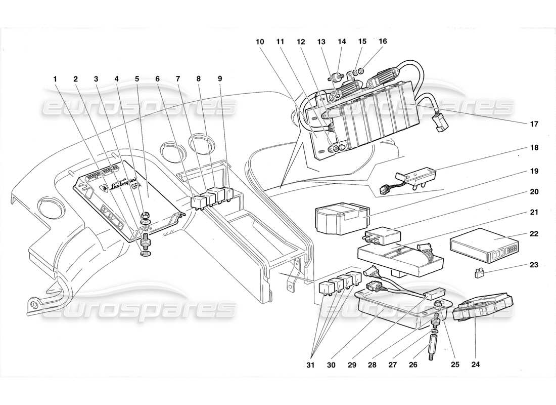 lamborghini diablo roadster (1998) diagrama de piezas del sistema eléctrico