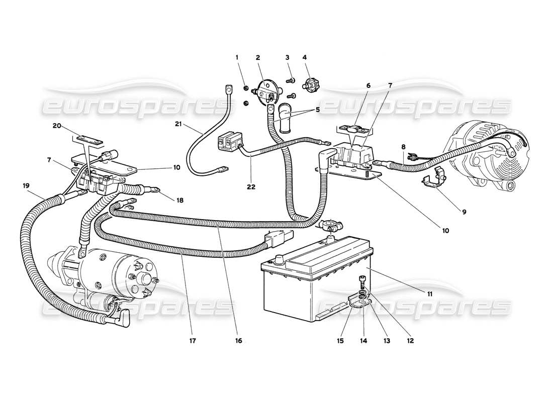 lamborghini diablo 6.0 (2001) diagrama de piezas del sistema eléctrico