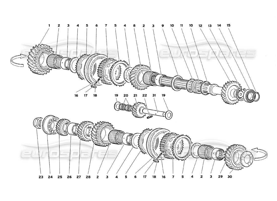 lamborghini diablo sv (1999) diagrama de piezas del eje impulsado