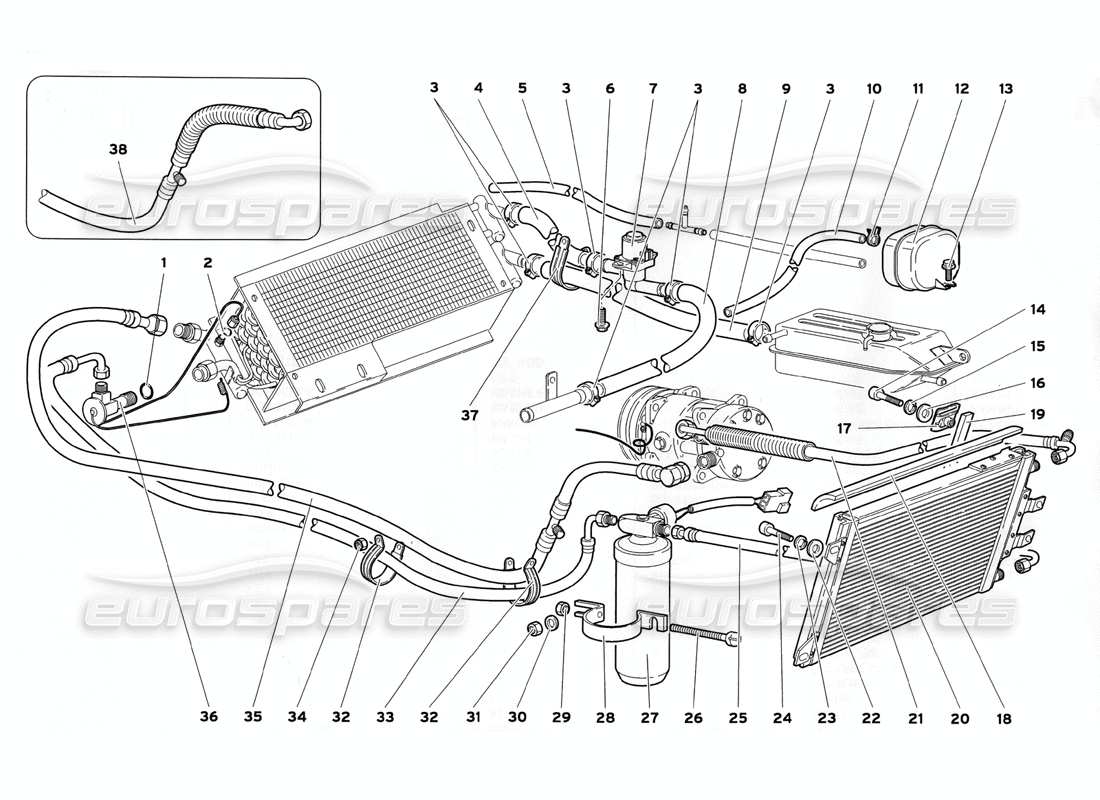 lamborghini diablo sv (1999) diagrama de piezas de control de clima