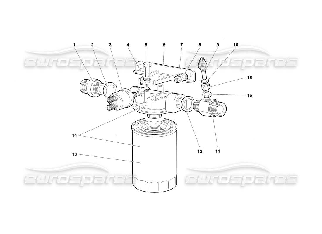 lamborghini diablo sv (1998) diagrama de piezas del filtro de aceite del motor