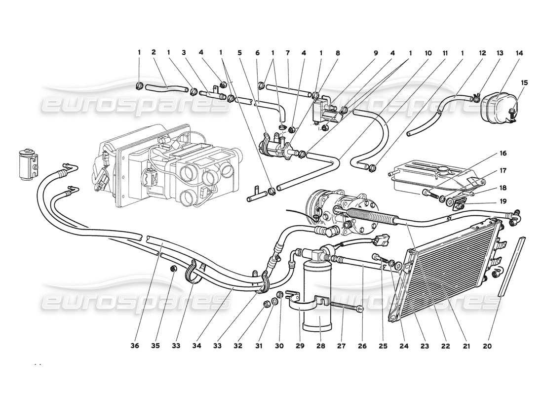 lamborghini diablo 6.0 (2001) diagrama de piezas de control de clima