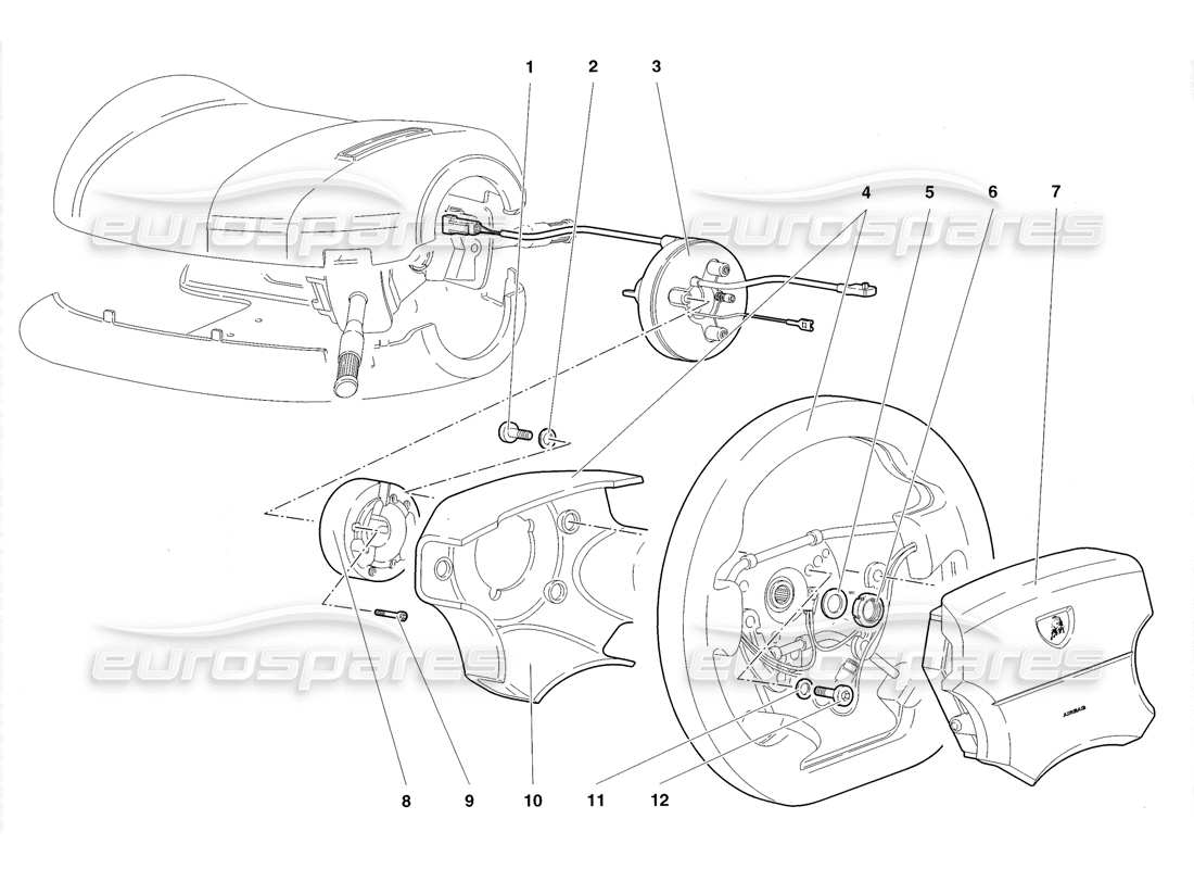 lamborghini diablo roadster (1998) diagrama de piezas de dirección