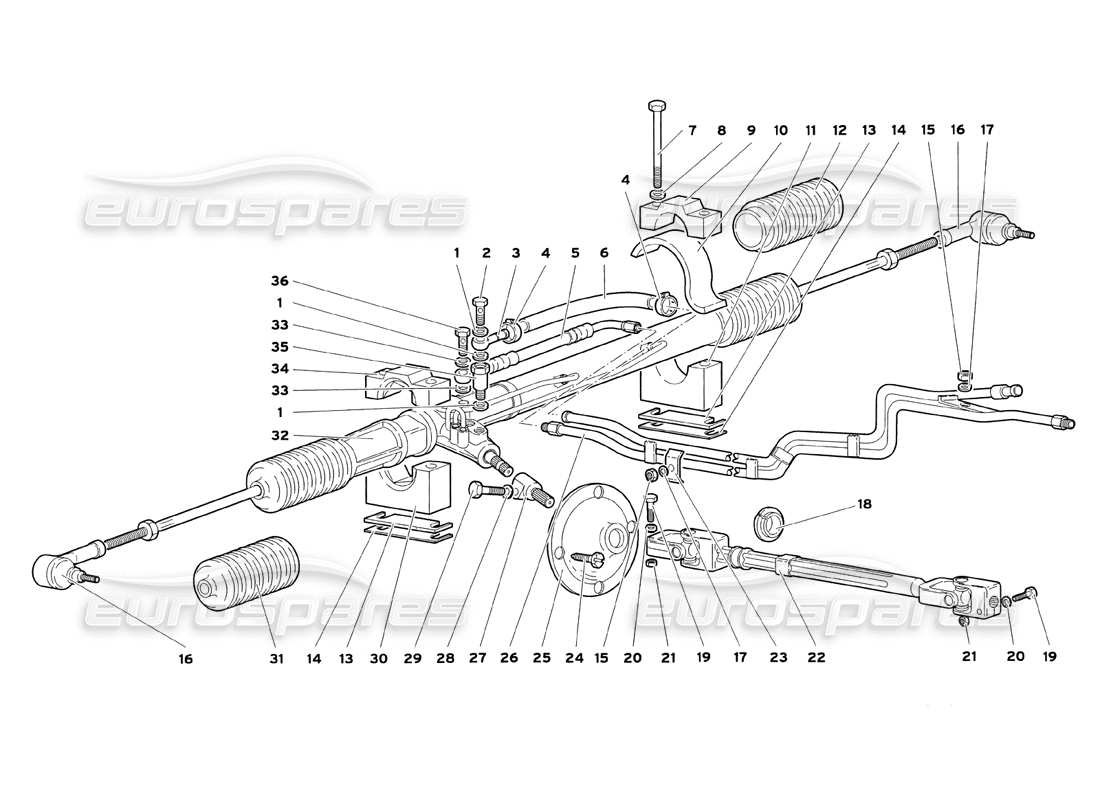 lamborghini diablo sv (1999) diagrama de piezas de dirección