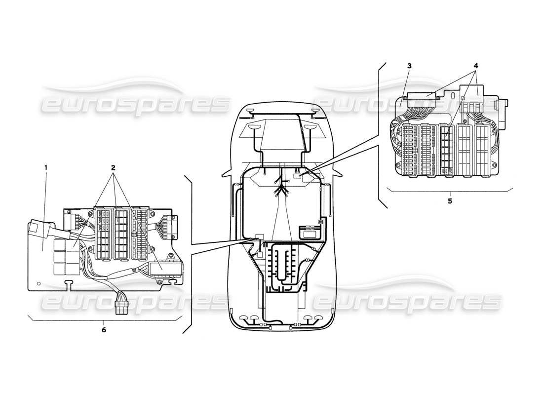 lamborghini diablo 6.0 (2001) diagrama de piezas del sistema eléctrico