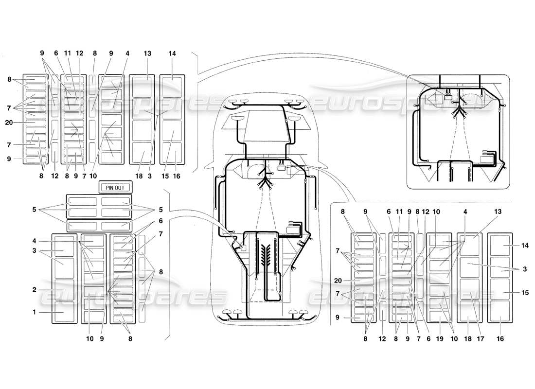 lamborghini diablo sv (1998) sistema eléctrico diagrama de piezas
